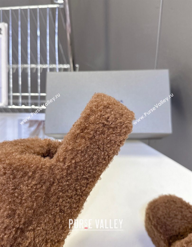 Balenciaga Shearling-Like Platform Slides Sandal Brown 2025 0827 (MD-250827014)