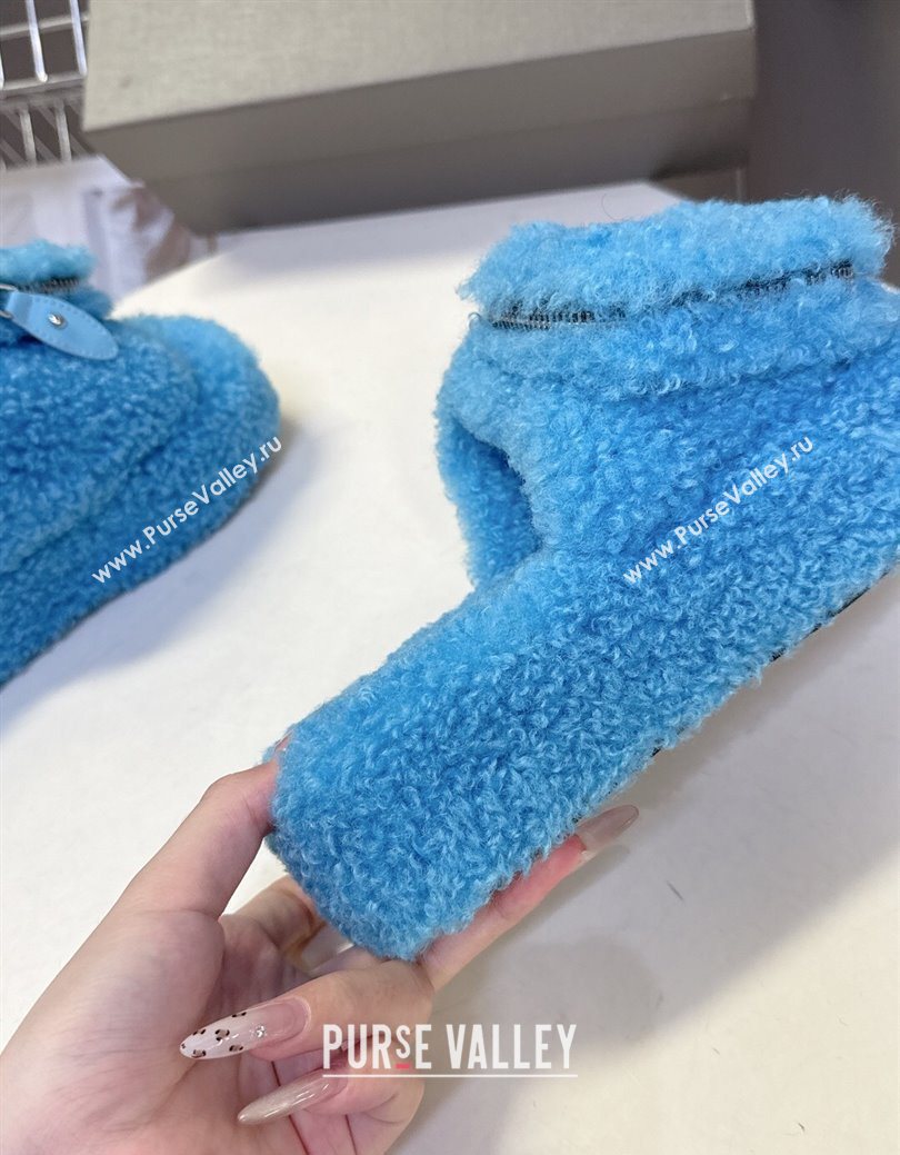Balenciaga Shearling-Like Platform Slides Sandal Blue 2025 0827 (MD-250827015)