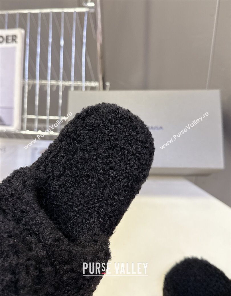 Balenciaga Shearling-Like Platform Slides Sandal Black 2025 0827 (MD-250827013)