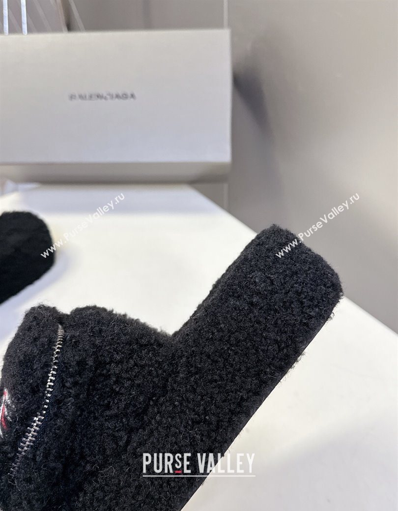Balenciaga Shearling-Like Platform Slides Sandal Black 2025 0827 (MD-250827013)