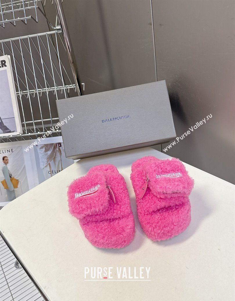 Balenciaga Shearling-Like Platform Slides Sandal Pink 2025 0827 (MD-250827012)