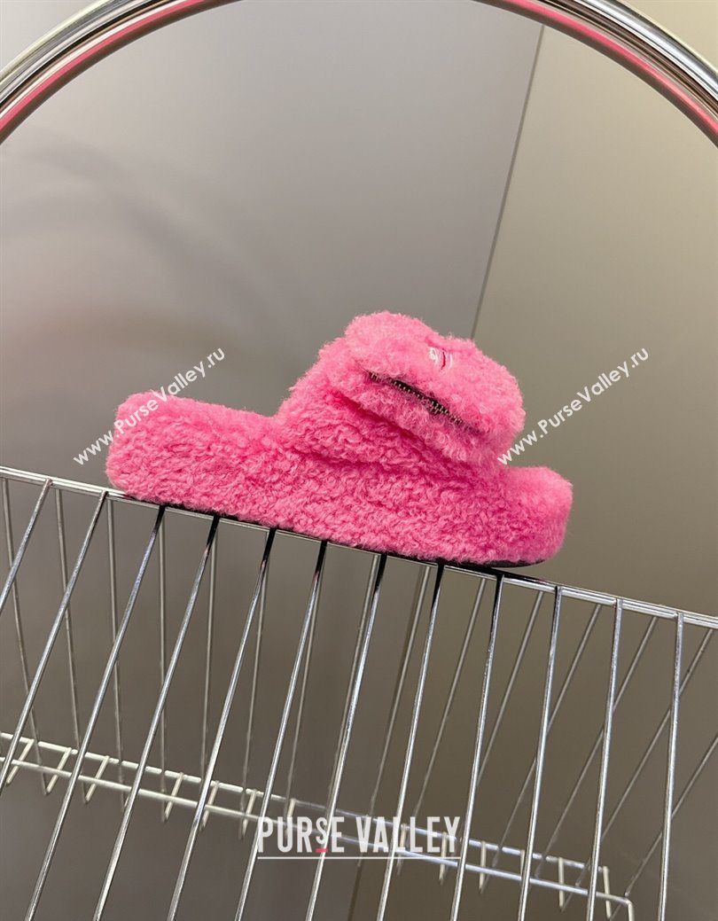 Balenciaga Shearling-Like Platform Slides Sandal Pink 2025 0827 (MD-250827012)