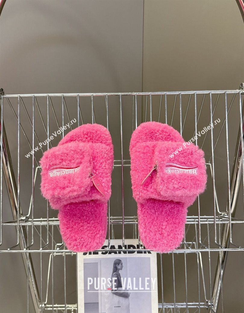 Balenciaga Shearling-Like Platform Slides Sandal Pink 2025 0827 (MD-250827012)