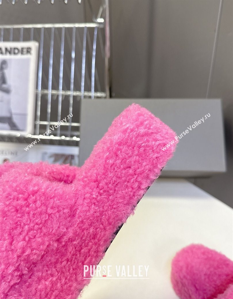 Balenciaga Shearling-Like Platform Slides Sandal Pink 2025 0827 (MD-250827012)