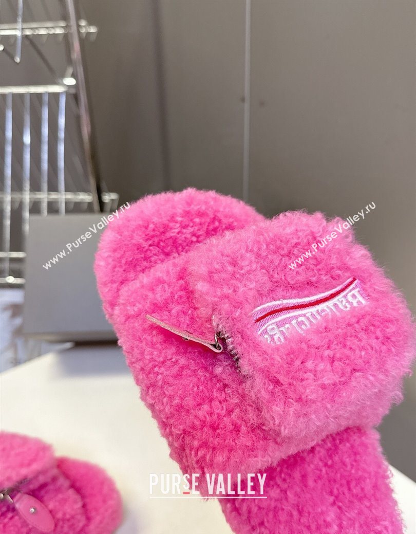 Balenciaga Shearling-Like Platform Slides Sandal Pink 2025 0827 (MD-250827012)