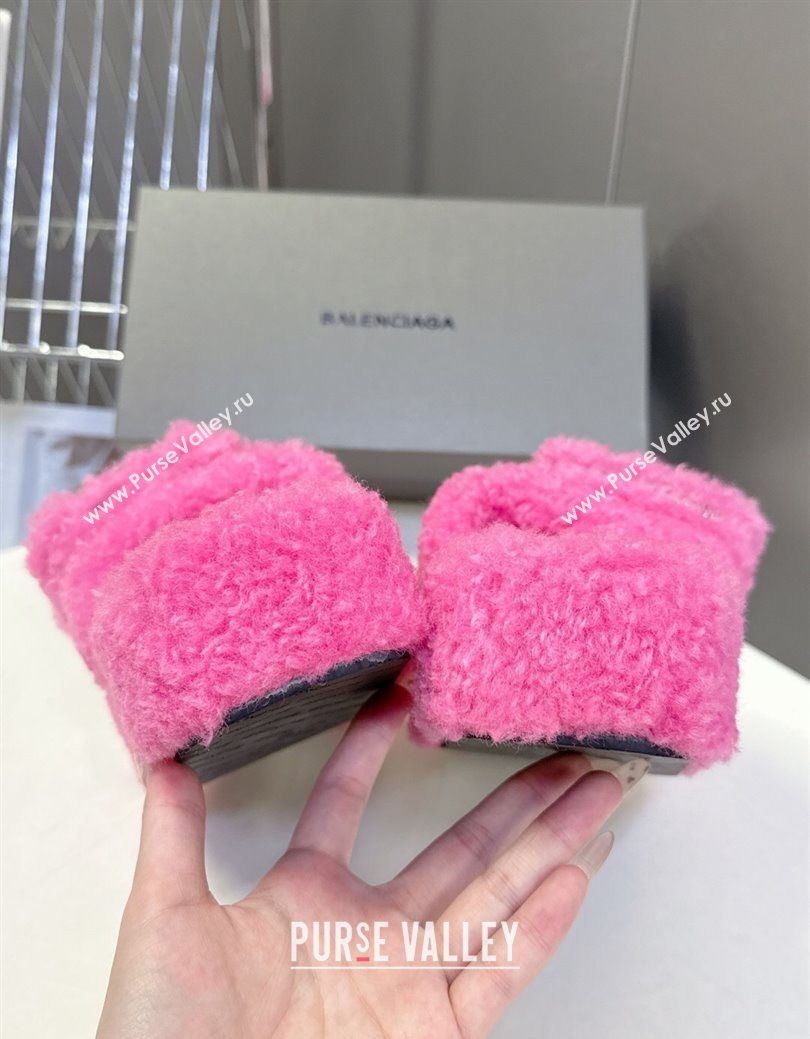 Balenciaga Shearling-Like Platform Slides Sandal Pink 2025 0827 (MD-250827012)
