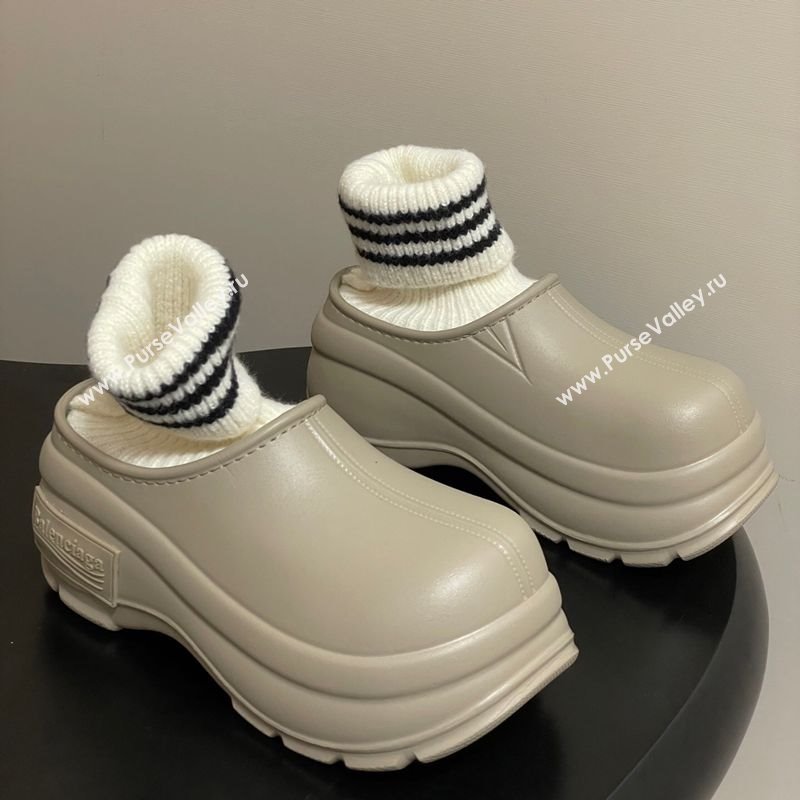 Balenciaga Knit Sock and Rubber Boots Beige 2025 0827 (MD-250827011)