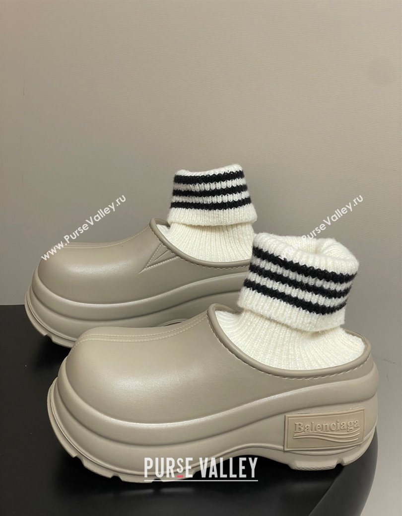 Balenciaga Knit Sock and Rubber Boots Beige 2025 0827 (MD-250827011)