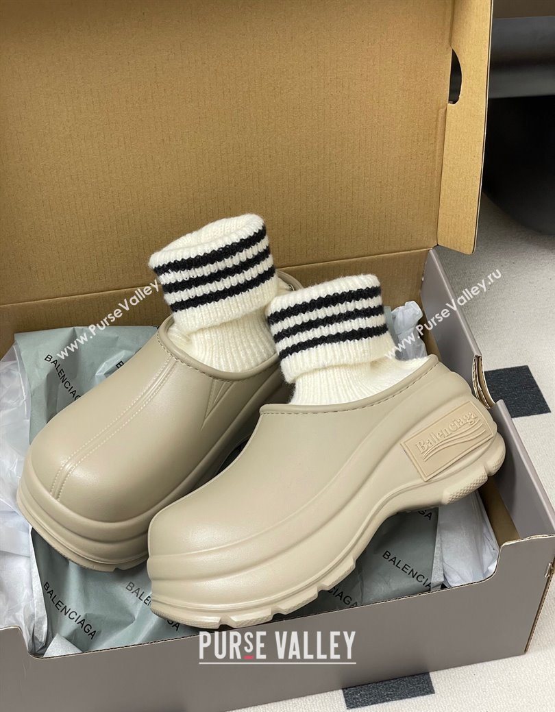 Balenciaga Knit Sock and Rubber Boots Beige 2025 0827 (MD-250827011)