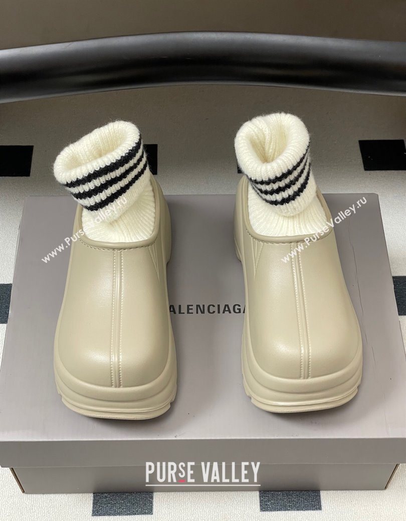 Balenciaga Knit Sock and Rubber Boots Beige 2025 0827 (MD-250827011)
