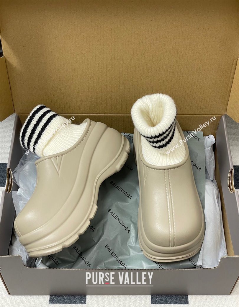 Balenciaga Knit Sock and Rubber Boots Beige 2025 0827 (MD-250827011)
