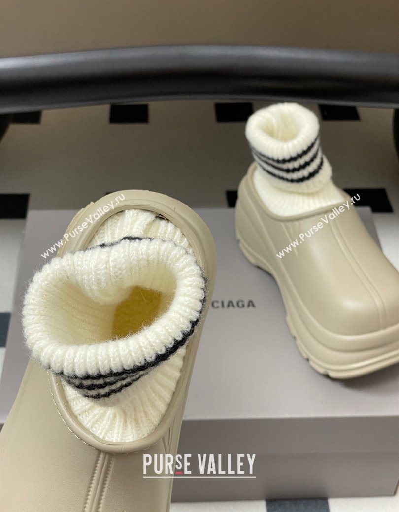 Balenciaga Knit Sock and Rubber Boots Beige 2025 0827 (MD-250827011)