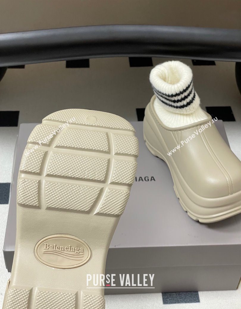 Balenciaga Knit Sock and Rubber Boots Beige 2025 0827 (MD-250827011)