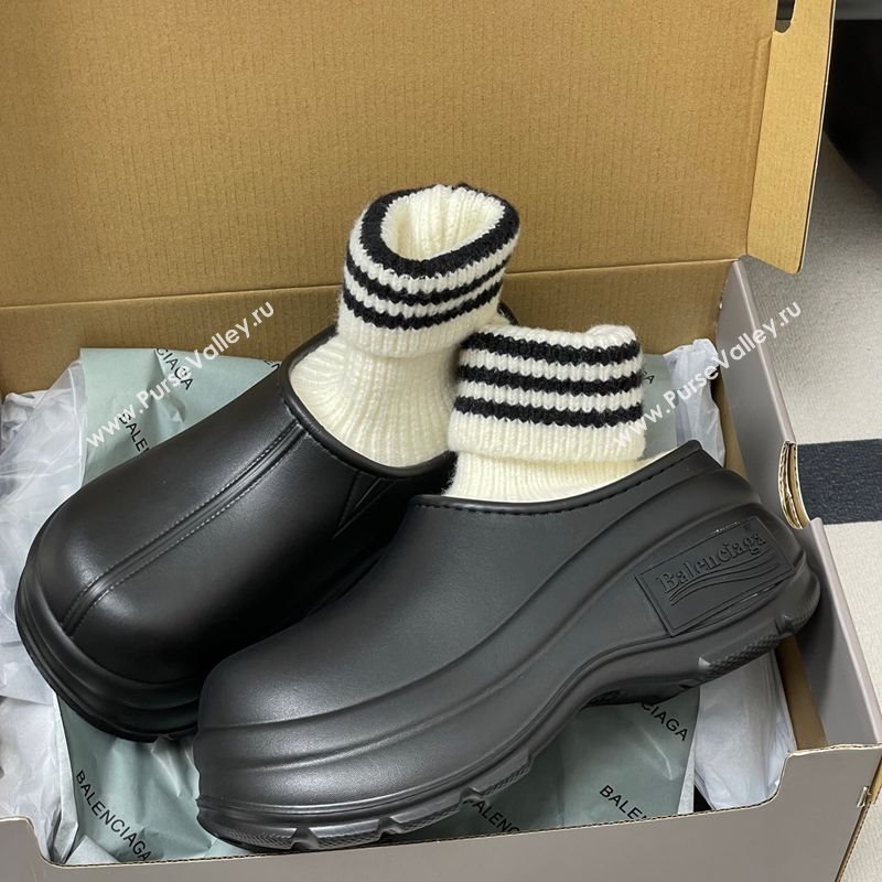 Balenciaga Knit Sock and Rubber Boots Black 2025 0827 (MD-250827010)