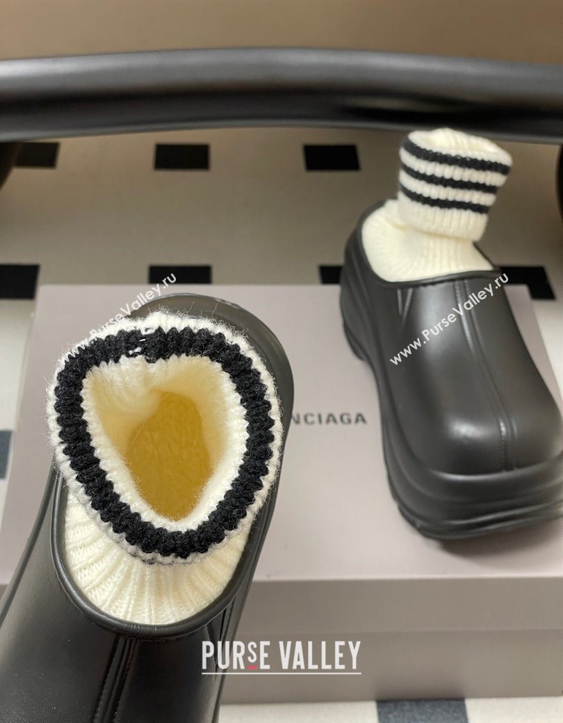 Balenciaga Knit Sock and Rubber Boots Black 2025 0827 (MD-250827010)
