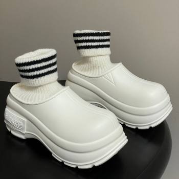 Balenciaga Knit Sock and Rubber Boots White 2025 0827 (MD-250827009)