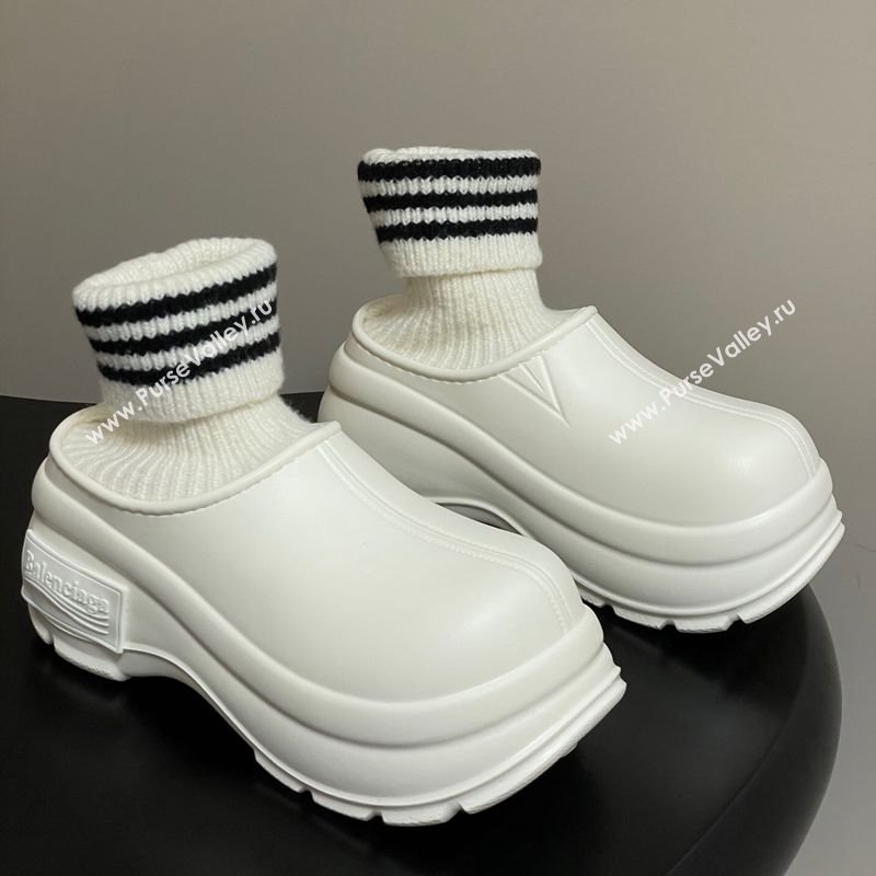 Balenciaga Knit Sock and Rubber Boots White 2025 0827 (MD-250827009)