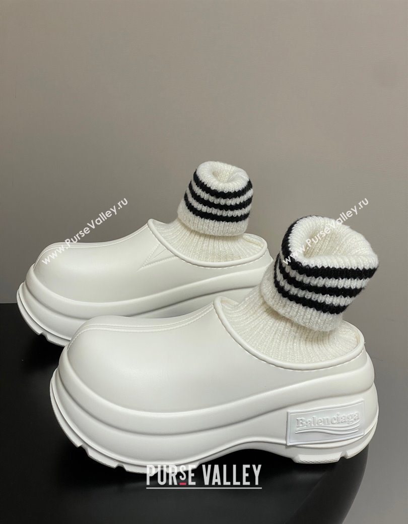 Balenciaga Knit Sock and Rubber Boots White 2025 0827 (MD-250827009)