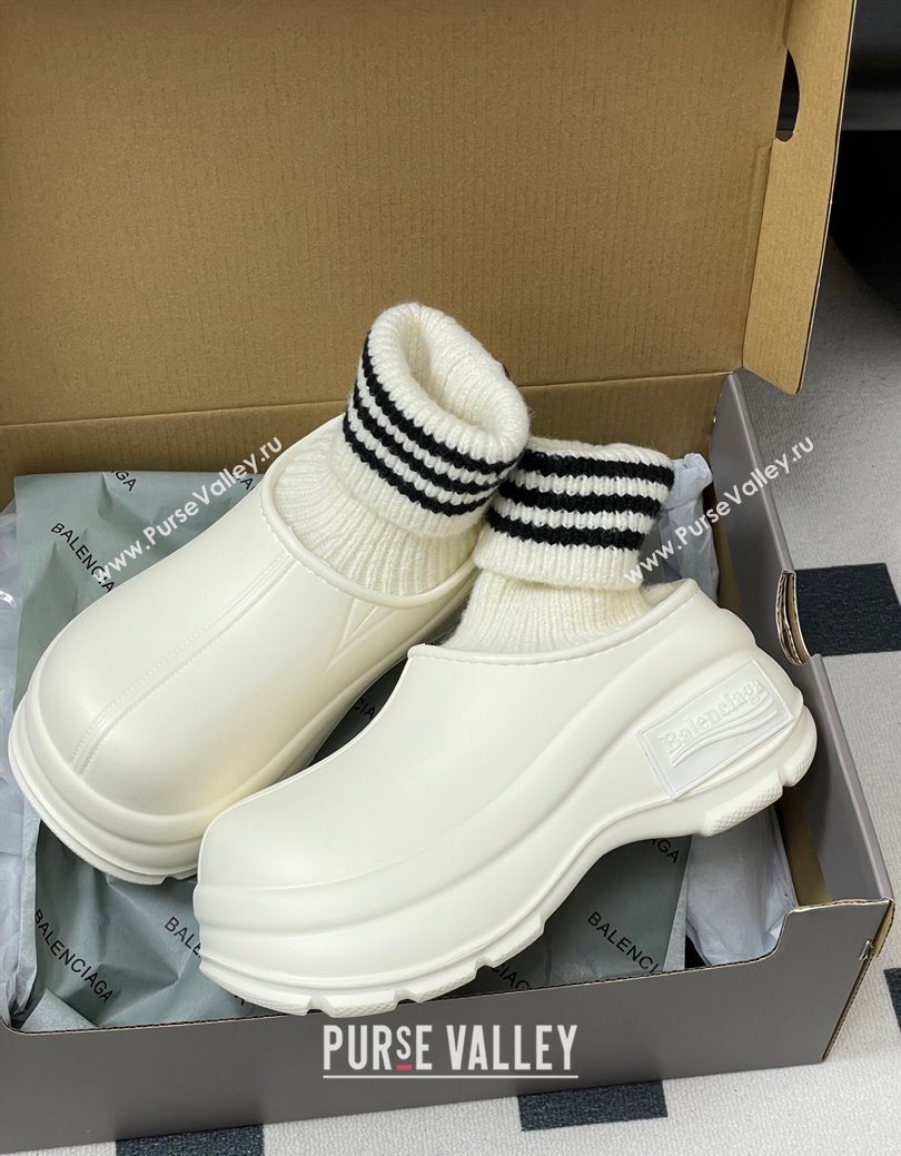 Balenciaga Knit Sock and Rubber Boots White 2025 0827 (MD-250827009)