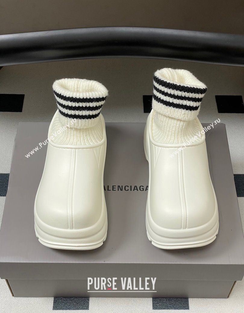 Balenciaga Knit Sock and Rubber Boots White 2025 0827 (MD-250827009)