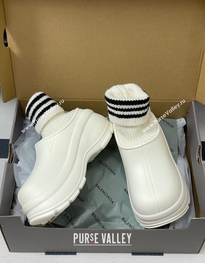 Balenciaga Knit Sock and Rubber Boots White 2025 0827 (MD-250827009)