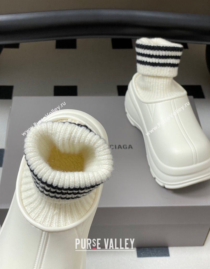Balenciaga Knit Sock and Rubber Boots White 2025 0827 (MD-250827009)