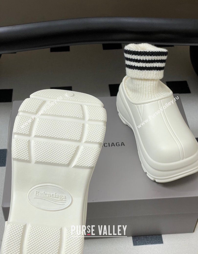 Balenciaga Knit Sock and Rubber Boots White 2025 0827 (MD-250827009)