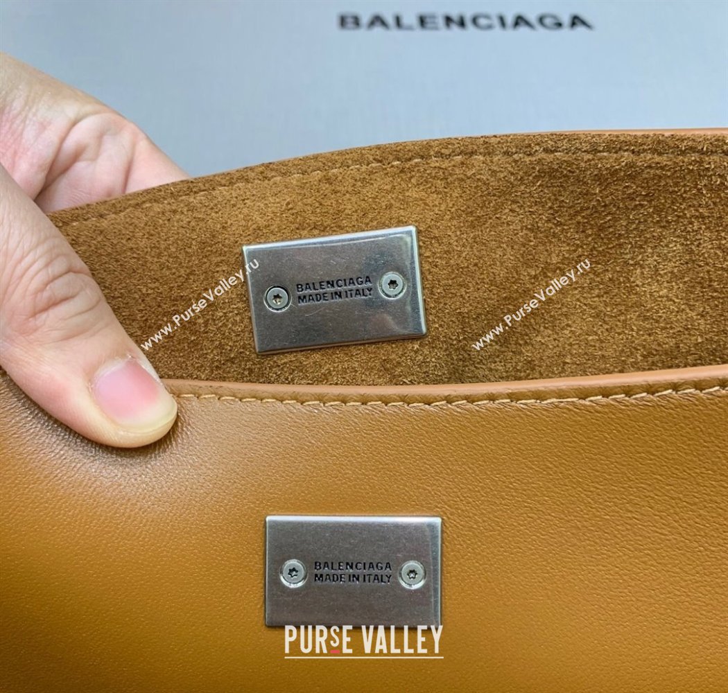Balenciaga Rodeo Medium Handbag in suede, aged-silver hardware Camel Brown 2025 78972 (JM-250926087)