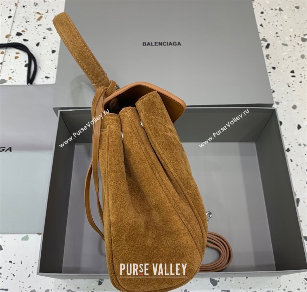 Balenciaga Rodeo Small Handbag in suede, aged-silver hardware Camel Brown 2025 78972 (JM-250926088)