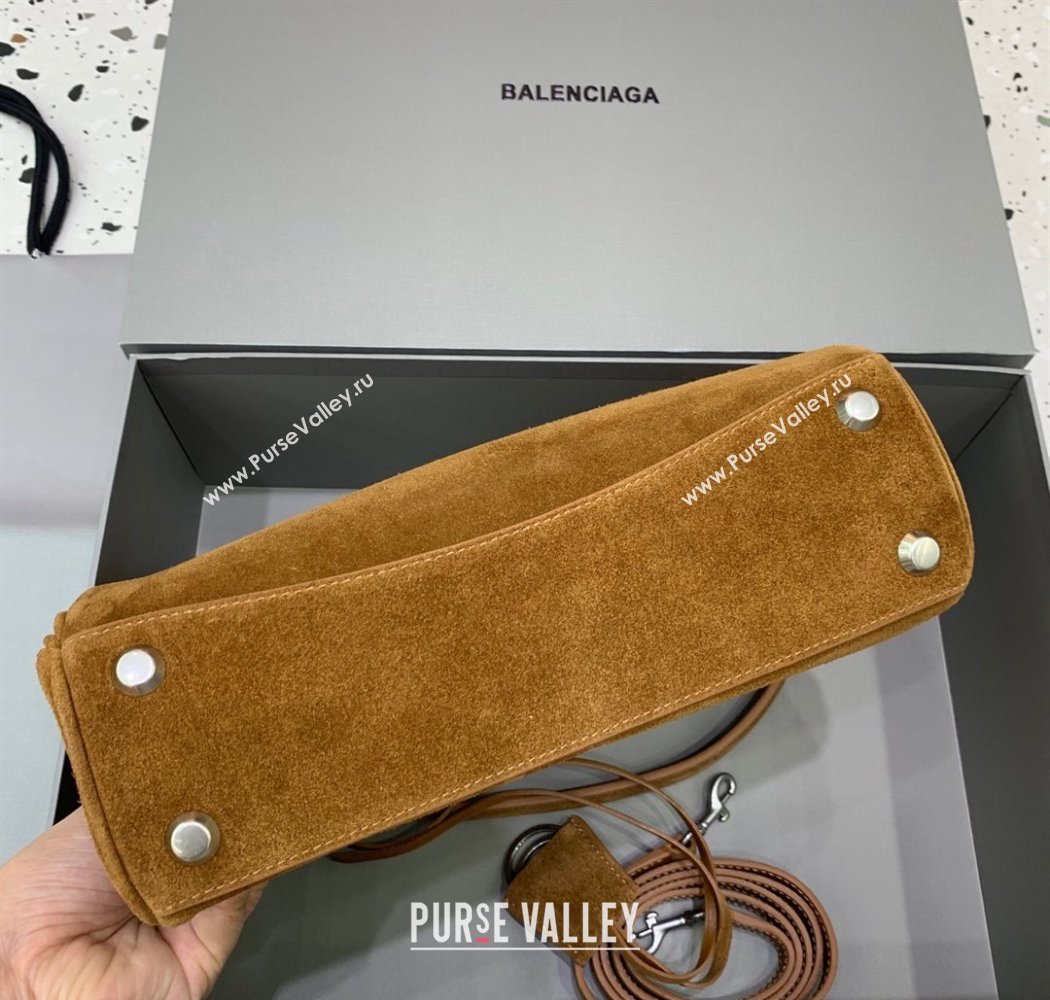 Balenciaga Rodeo Small Handbag in suede, aged-silver hardware Camel Brown 2025 78972 (JM-250926088)