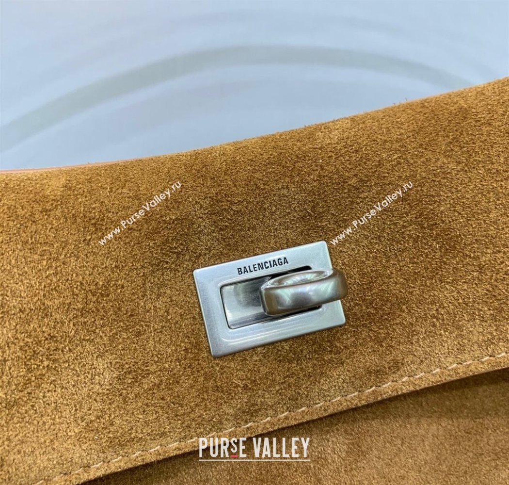 Balenciaga Rodeo Small Handbag in suede, aged-silver hardware Camel Brown 2025 78972 (JM-250926088)