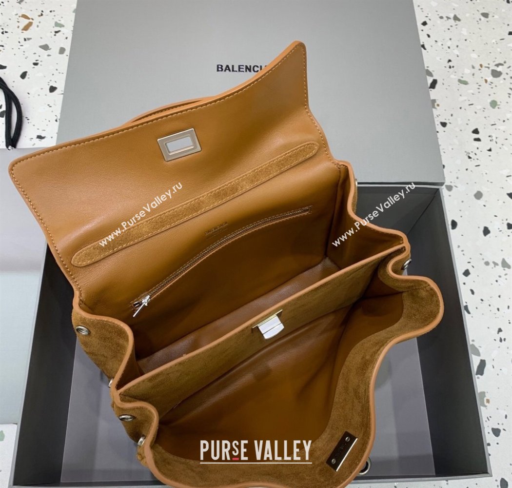 Balenciaga Rodeo Small Handbag in suede, aged-silver hardware Camel Brown 2025 78972 (JM-250926088)