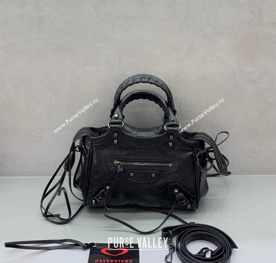 Balenciaga Le City Top Handle Bowling Bag in Lambskin Leather Black 2025 0926 (JM-250926068)
