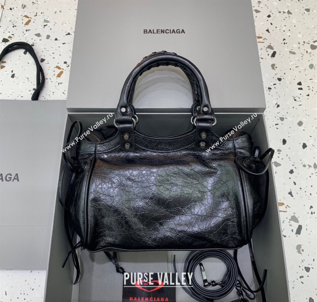 Balenciaga Le City Top Handle Bowling Bag in Lambskin Leather Black 2025 0926 (JM-250926068)