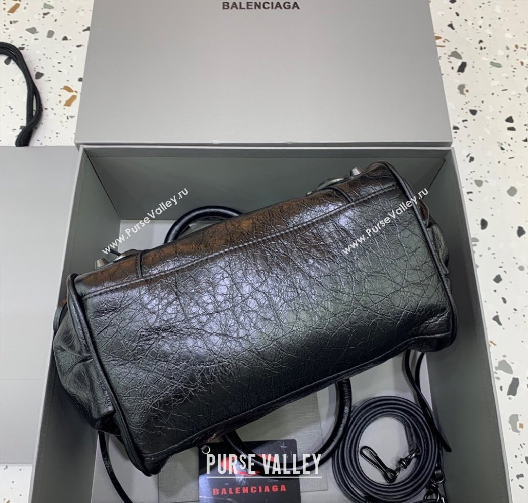 Balenciaga Le City Top Handle Bowling Bag in Lambskin Leather Black 2025 0926 (JM-250926068)