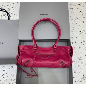 Balenciaga Le City Bag East West in Lambskin Leather Framboise Red 2025 0926 (JM-250926064)