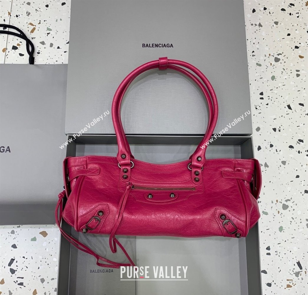Balenciaga Le City Bag East West in Lambskin Leather Framboise Red 2025 0926 (JM-250926064)