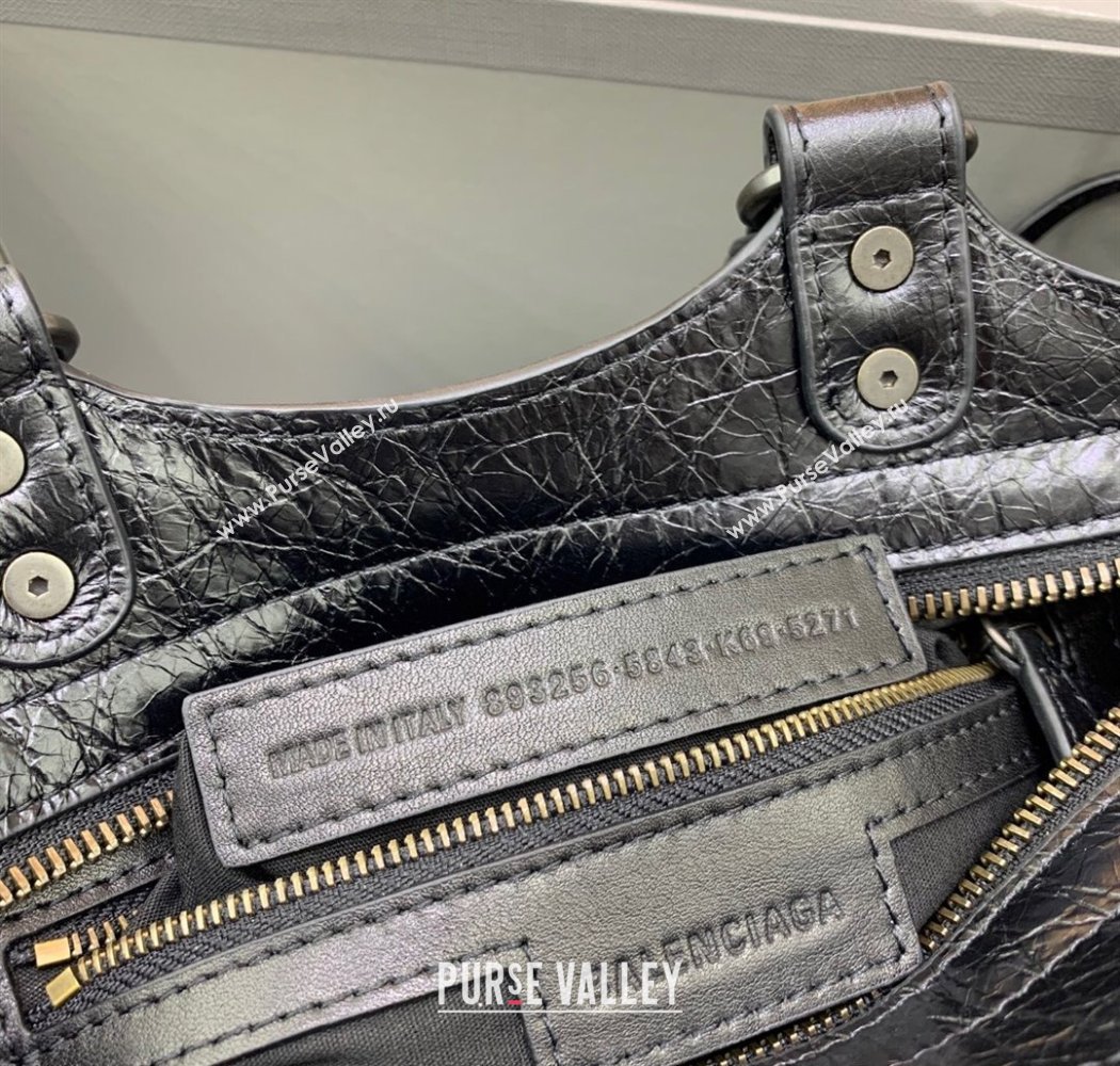 Balenciaga Le City Top Handle Bowling Bag in Lambskin Leather Black 2025 0926 (JM-250926068)