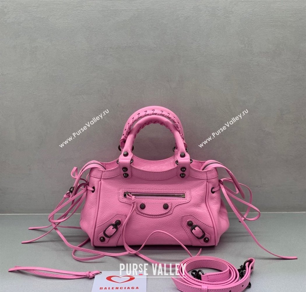 Balenciaga Le City Top Handle Bowling Bag in Lambskin Leather Pink 2025 0926 (JM-250926069)