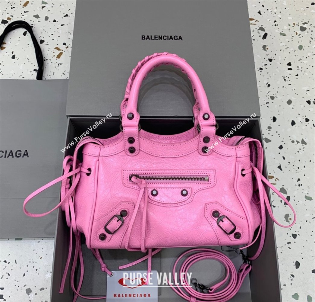 Balenciaga Le City Top Handle Bowling Bag in Lambskin Leather Pink 2025 0926 (JM-250926069)