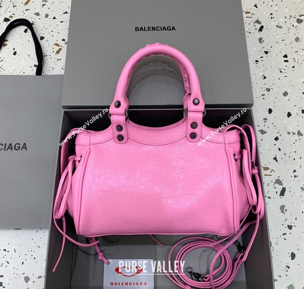 Balenciaga Le City Top Handle Bowling Bag in Lambskin Leather Pink 2025 0926 (JM-250926069)