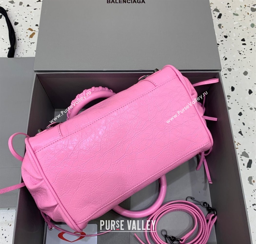 Balenciaga Le City Top Handle Bowling Bag in Lambskin Leather Pink 2025 0926 (JM-250926069)