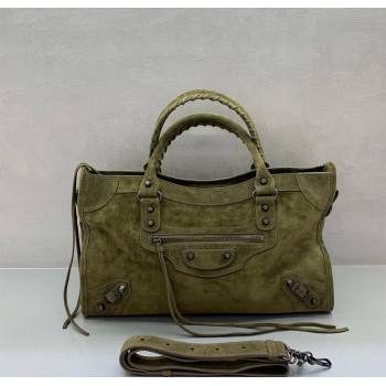 Balenciaga Le City Medium Bag in Green Suede 2025 0926 (JM-250926118)