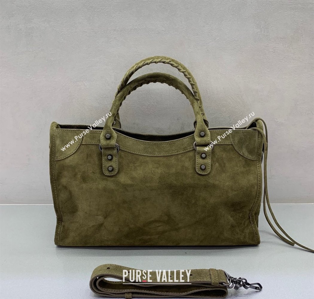 Balenciaga Le City Medium Bag in Green Suede 2025 0926 (JM-250926118)