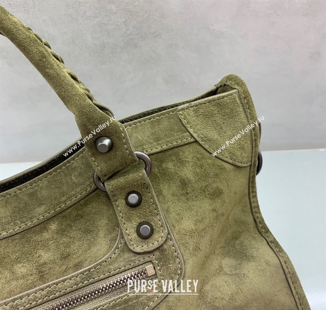 Balenciaga Le City Medium Bag in Green Suede 2025 0926 (JM-250926118)