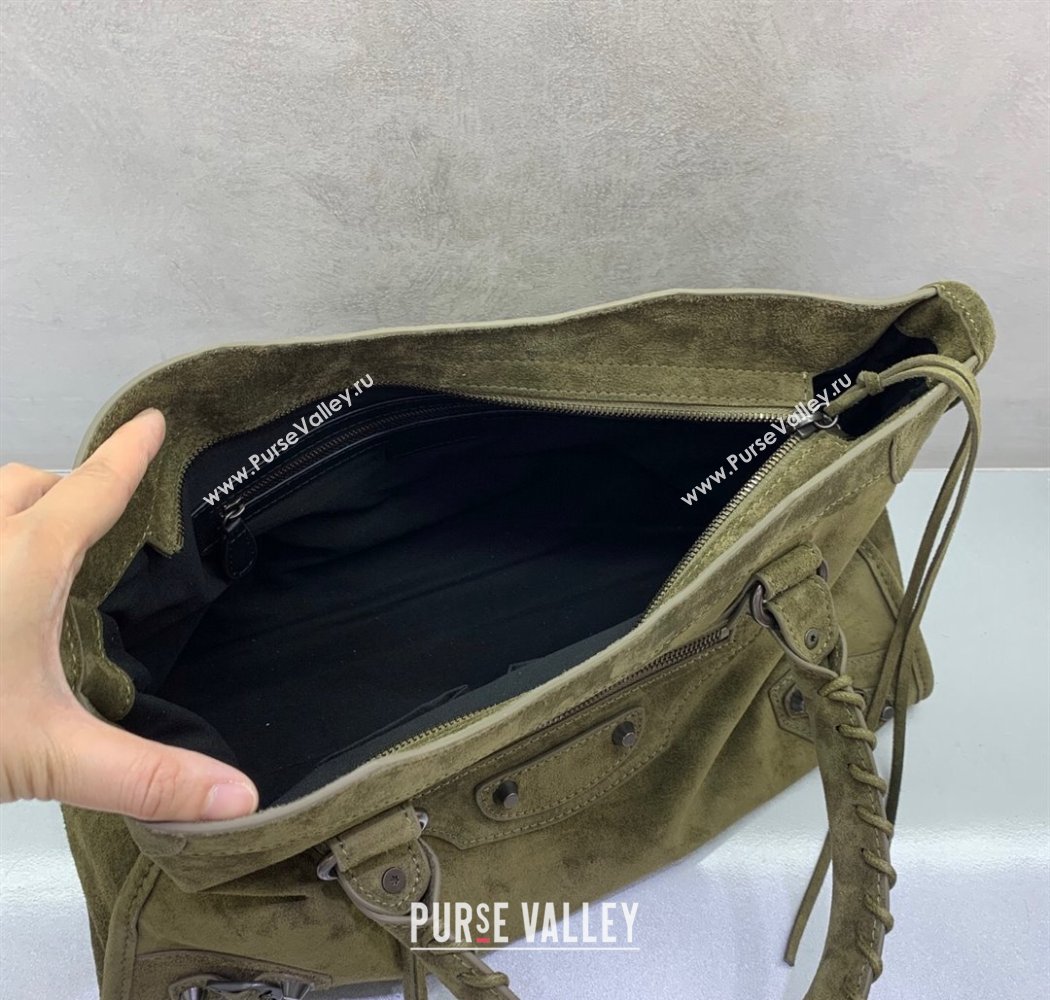 Balenciaga Le City Medium Bag in Green Suede 2025 0926 (JM-250926118)