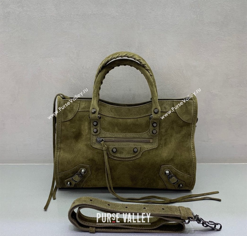 Balenciaga Le City Small Bag in Green Suede 2025 0926 (JM-250926119)