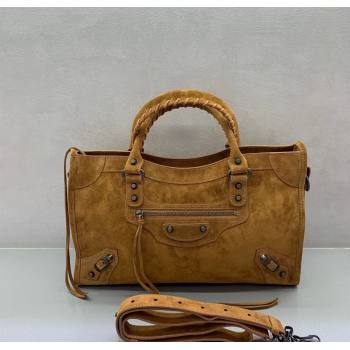 Balenciaga Le City Medium Bag in Camel Brown Suede 2025 0926 (JM-250926112)