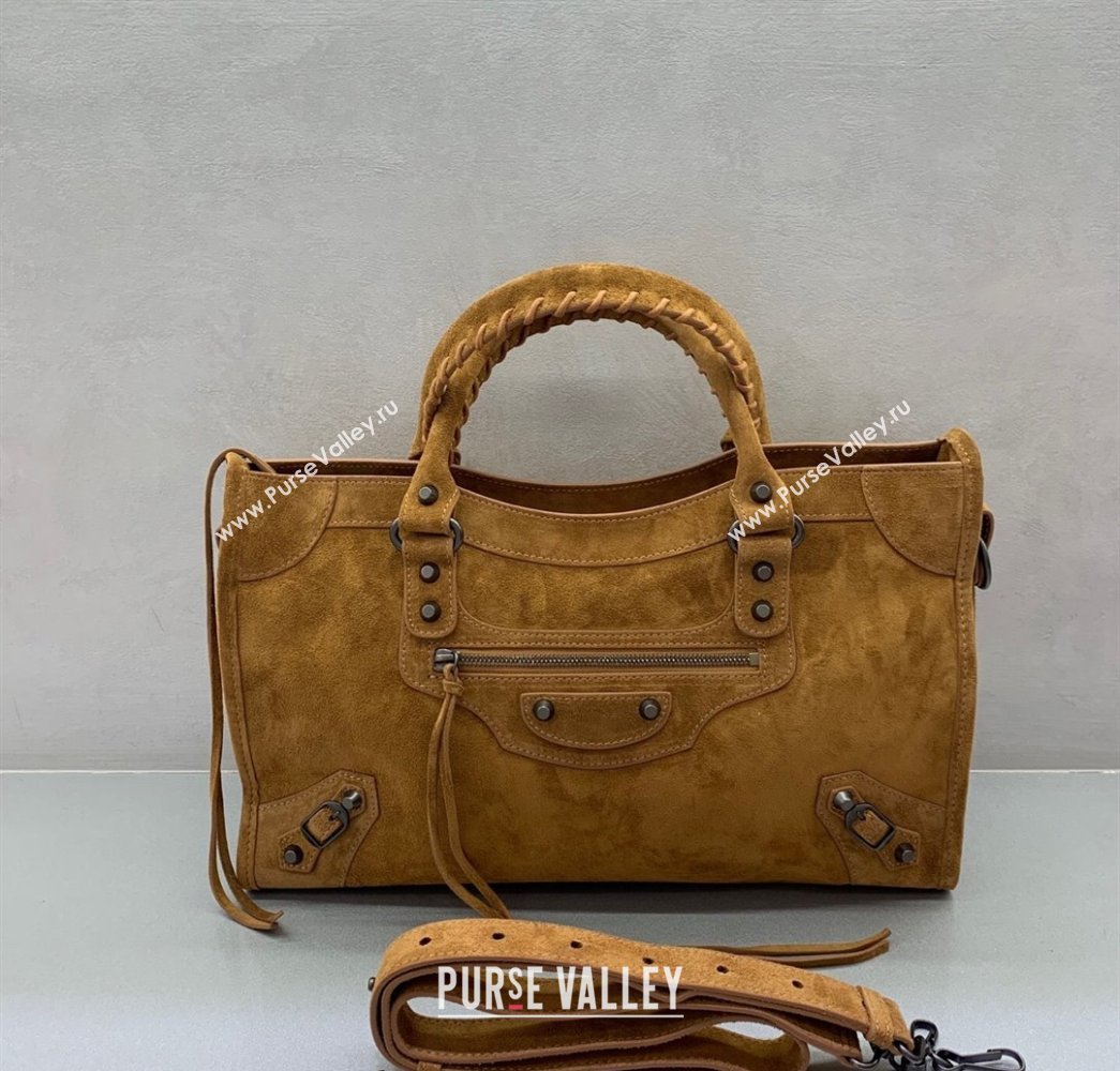 Balenciaga Le City Medium Bag in Camel Brown Suede 2025 0926 (JM-250926112)