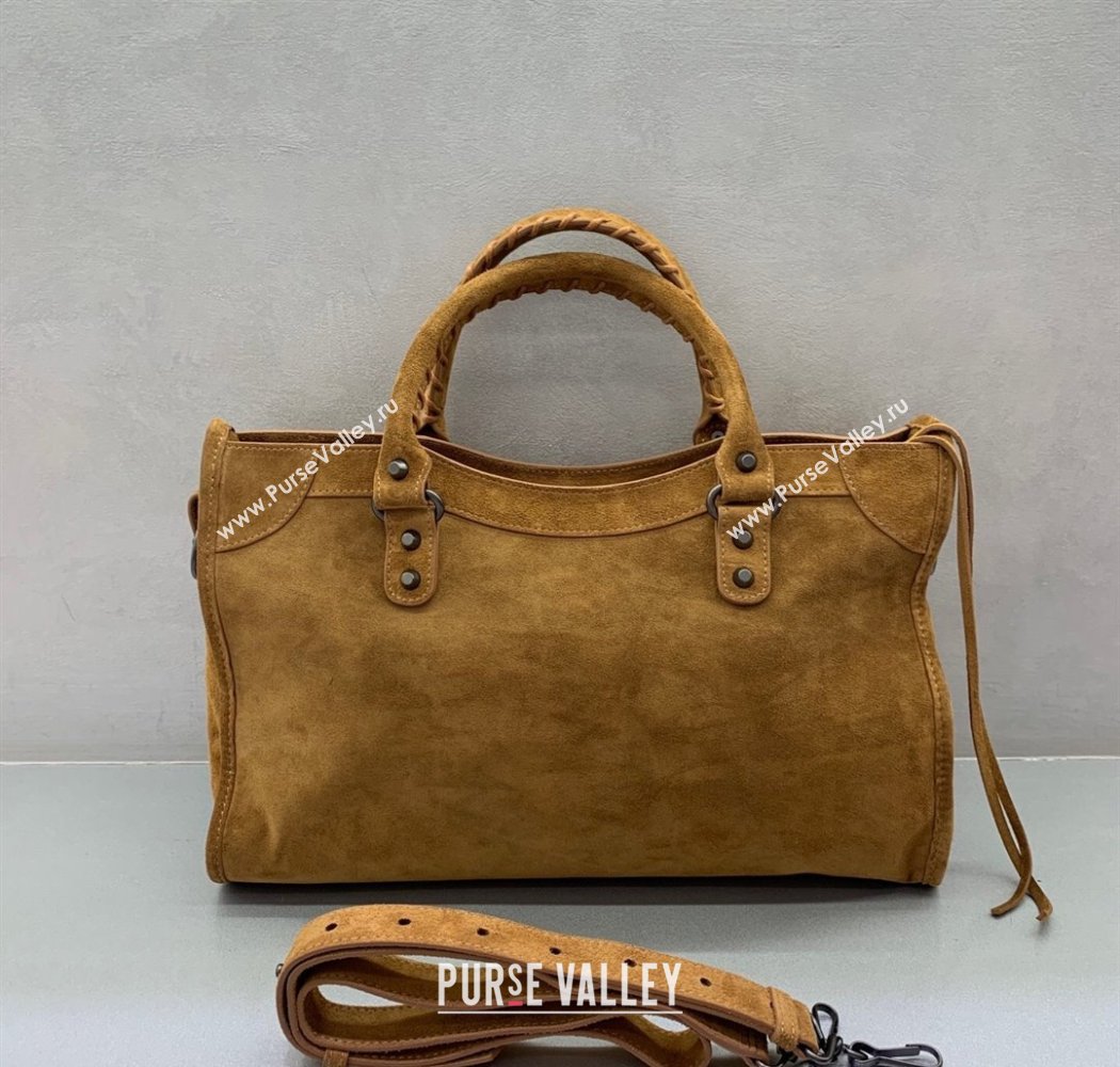 Balenciaga Le City Medium Bag in Camel Brown Suede 2025 0926 (JM-250926112)